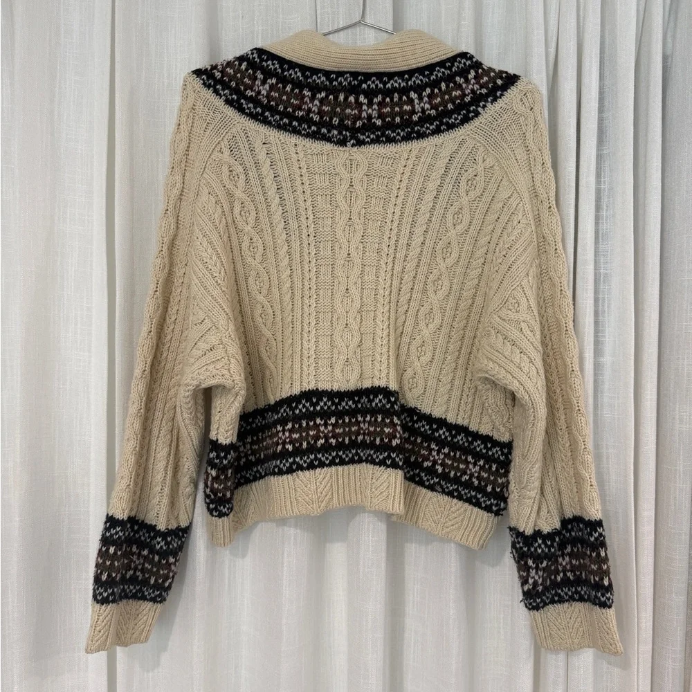 Zara women’s Beige Cable Knit Cardigan Sweater - Picture 4 of 4